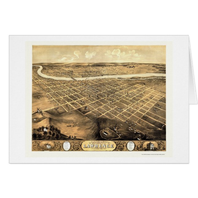 Lawrence, KS Panoramic Map - 1869 (Front Horizontal)