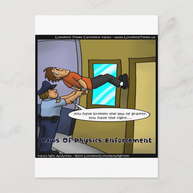 Laws Of Physics & Gravity Funny Gifts & Tees Postcard (Front)