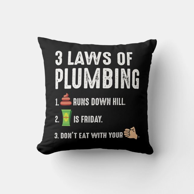 Laws Of Plumbing Gift for Plumber Journeyman Cushion (Front)