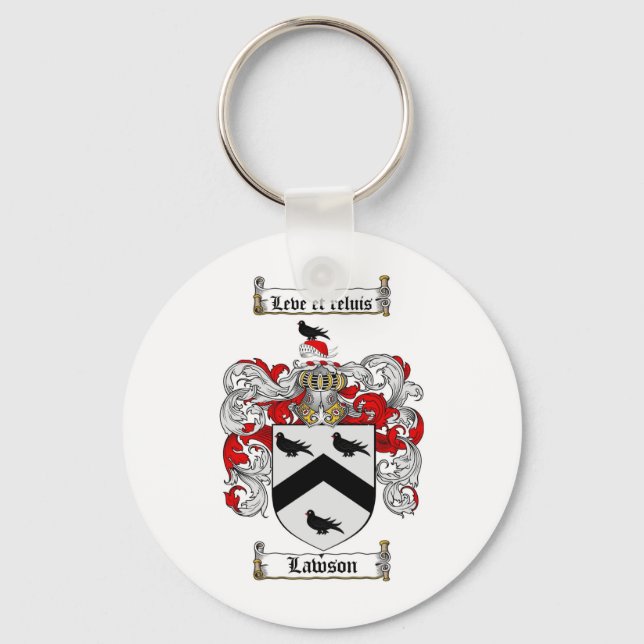 LAWSON FAMILY CREST -  LAWSON COAT OF ARMS KEY RING (Front)