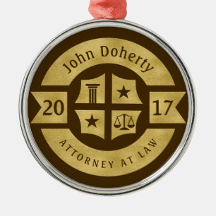 Lawyer 201X Attorney At Law   Decorative Golden Metal Ornament