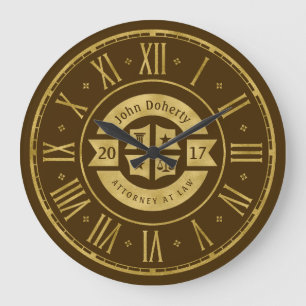 Lawyer 201X Attorney At Law   Elegant Gold Brown Large Clock