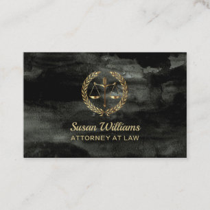 Lawyer attorney aquarel black and gold business card