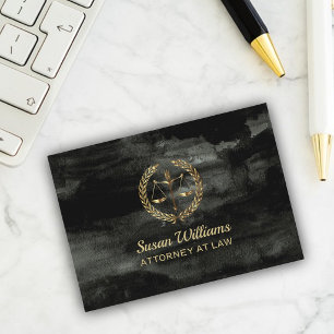 Lawyer attorney aquarel black and gold business card