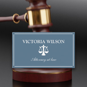Lawyer Attorney at law blue grey QR code Business Card