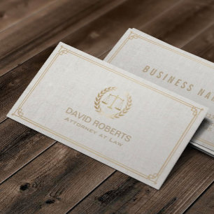 Lawyer Attorney at Law Classy Linen Elegant Business Card