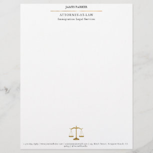 Lawyer Attorney At Law Classy White Custom Letterhead