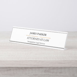 Lawyer Attorney At Law Classy White Desk Name Plate