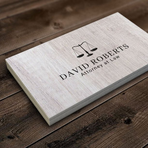 Lawyer Attorney at Law Classy White Wood Business Card
