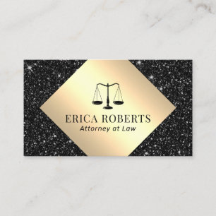 Lawyer Attorney at Law Gold Label Black Glitter Business Card