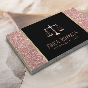 Lawyer Attorney at Law Modern Rose Gold Glitter Business Card