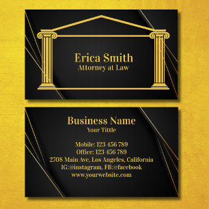 Lawyer Attorney at Law Professional Back and Gold Business Card