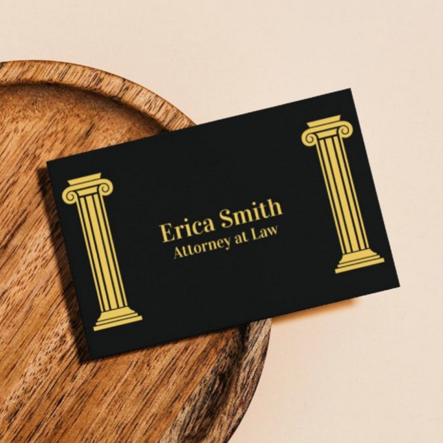 Lawyer Attorney at Law Professional Back  Business Card (Luxurious Black and Gold Lawyer Business Card. )