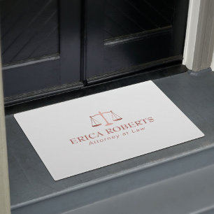 Lawyer Attorney at Law Rose Gold Scale of Justice Doormat