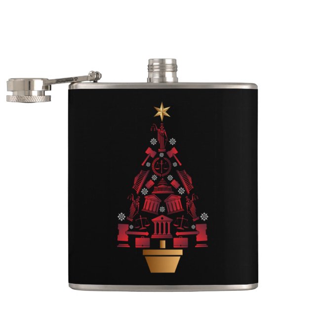 Lawyer Attorney Christmas Tree Hip Flask (Opened)