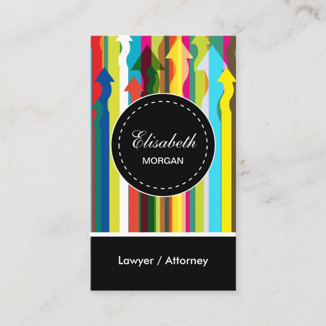 Lawyer / Attorney- Colourful Stripes Pattern Business Card (Front)