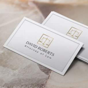 Lawyer Attorney Gold Scale of Justice Classy White Business Card