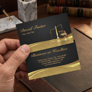 Lawyer Attorney Justice Elegant Black Gold Damask Business Card
