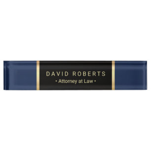 Lawyer Attorney Law Office Modern Blue & Gold Nameplate
