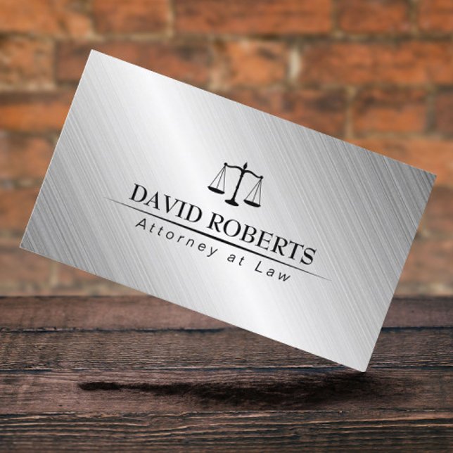 Lawyer Attorney Law Office Modern Metallic Business Card (Creator Uploaded)