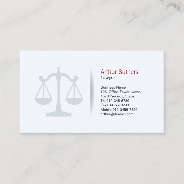 Lawyer Attorney Legal Law  Business Card (Front)