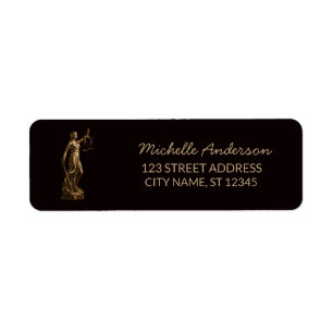 Lawyer Attorney luxury Black Gold Return Address  Label