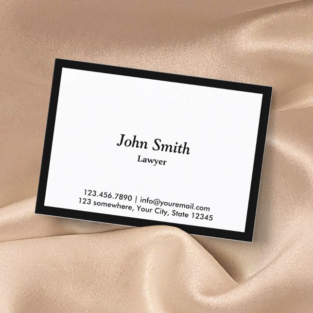 Lawyer Attorney Plain Black Border Professional Business Card (Creator Uploaded)