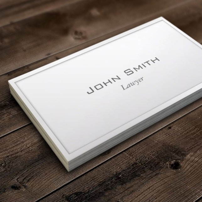 Lawyer Attorney Plain White Border Minimal Business Card (Creator Uploaded)