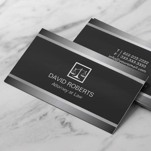 Lawyer Attorney Professional Black & Silver Business Card