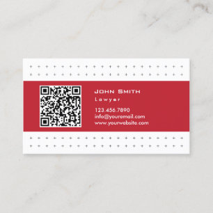 Lawyer Attorney Professional QR Code Red Label Business Card