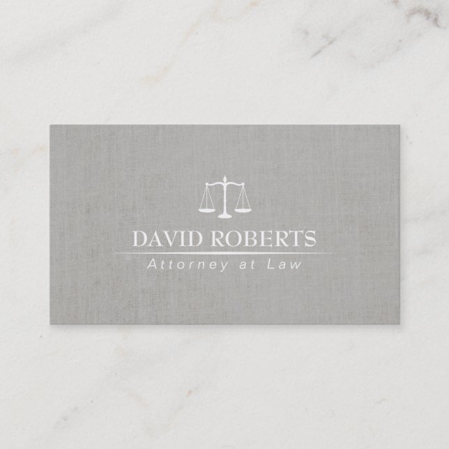 Lawyer Attorney Scale of Justice Classy Linen Business Card (Front)