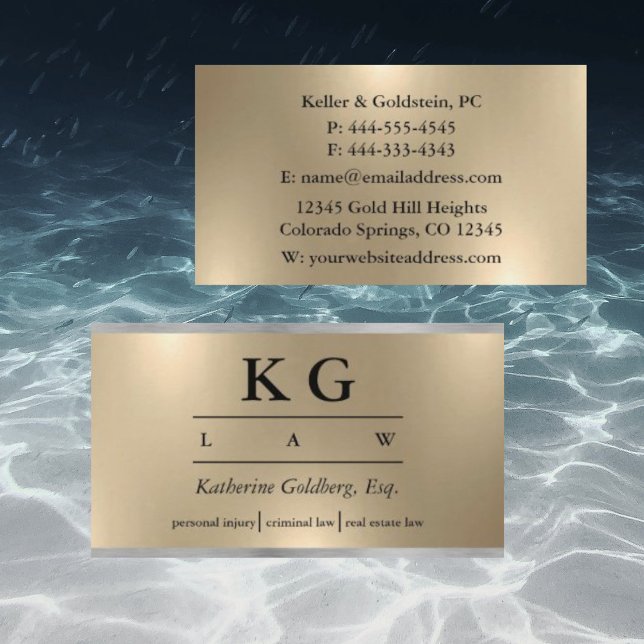 Lawyer Attorney Shiny Gold & Silver Business Card (Creator Uploaded)