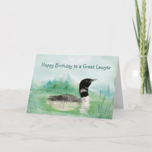 Lawyer Birthday Watercolor Loon Bird Nature Art Card