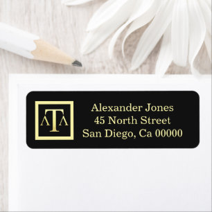 Lawyer Black Modern Business Return Address Label