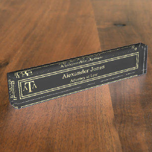 Lawyer Black Modern Nameplate