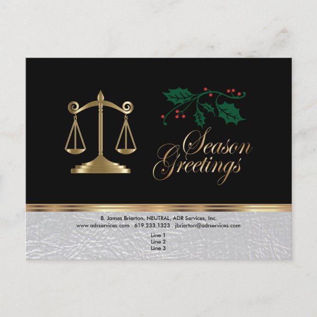 Lawyer Business Christmas Holiday Postcard (Front)