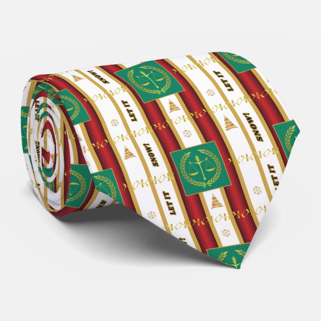 Lawyer Christmas - Let It Snow Scales Justice Tie (Rolled)
