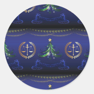Lawyer Christmas Tree Elegant Classic Round Sticker