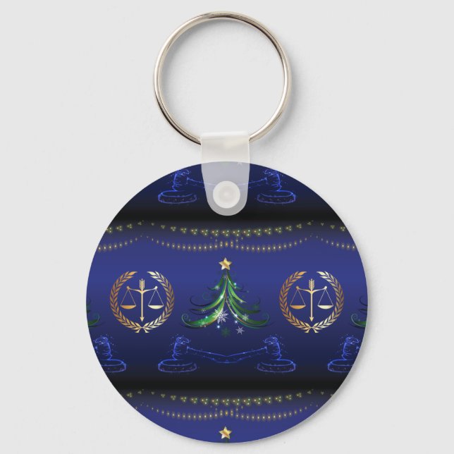 Lawyer Christmas Tree Elegant Key Ring (Front)