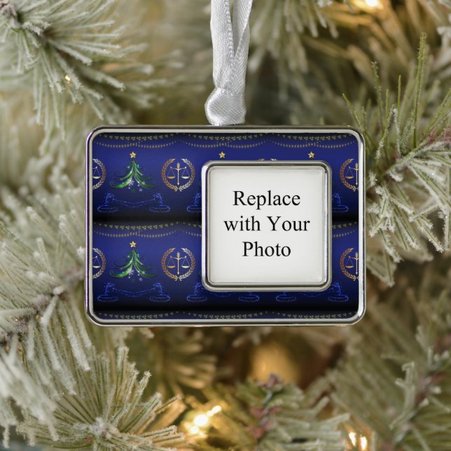 Lawyer Christmas Tree Elegant Silver Plated Framed Ornament (Tree)