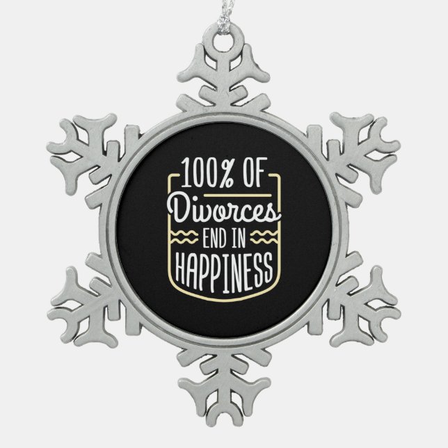 Lawyer Divorces End In Happiness Snowflake Pewter Christmas Ornament (Front)