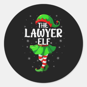 Lawyer Elf Christmas Girls Women Elf Squad Xmas Fa Classic Round Sticker