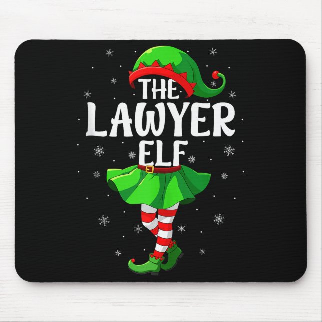 Lawyer Elf Christmas Girls Women Elf Squad Xmas Fa Mouse Pad (Front)