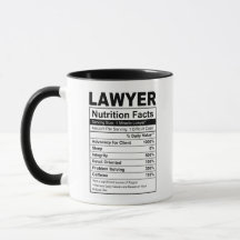 Lawyer Gift Nutrition Facts Coffee Mug