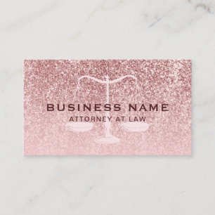Lawyer Glam Rose Gold Glitter Attorney at Law Business Card