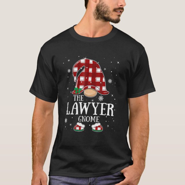 Lawyer Gnome Buffalo Plaid Matching Family Christm T-Shirt (Front)