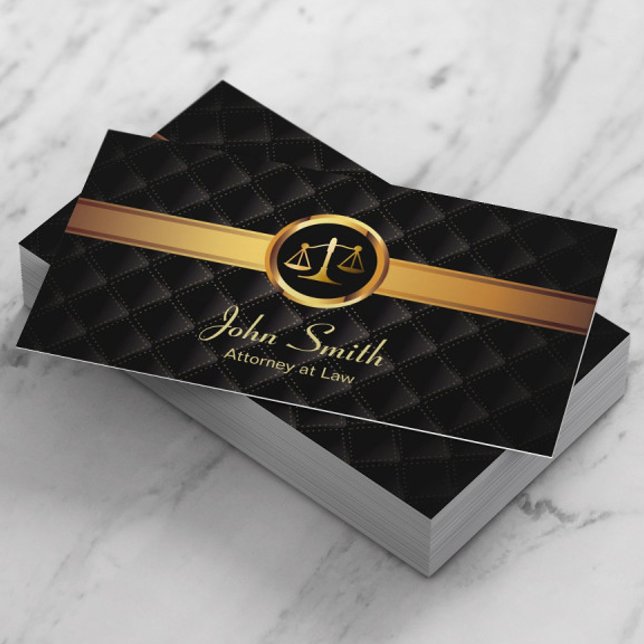 Lawyer Gold Stripe Luxury Dark Attorney Business Card (Creator Uploaded)