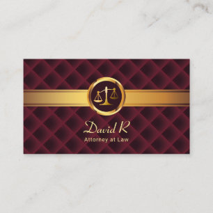 Lawyer Gold Stripe Luxury Maroon Attorney Business Card
