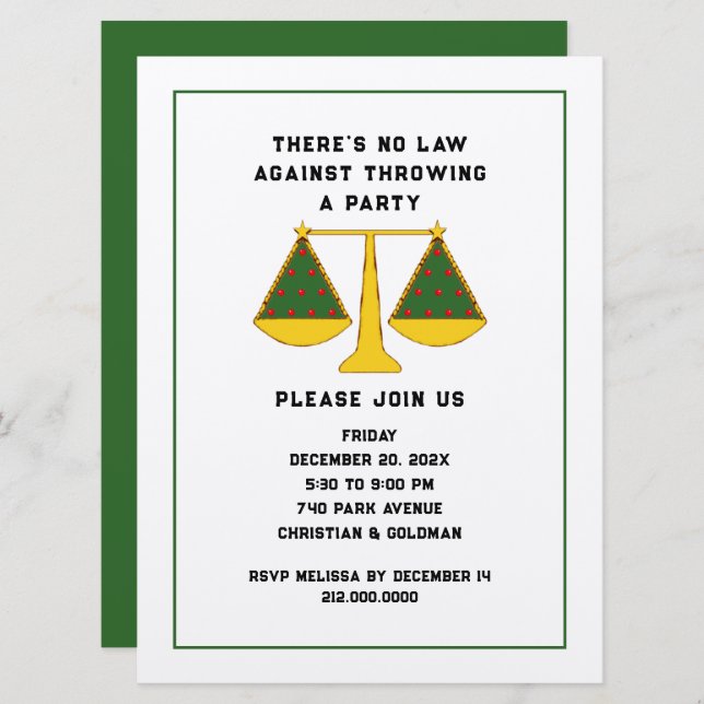 Lawyer Holiday Party Invitation (Front/Back)