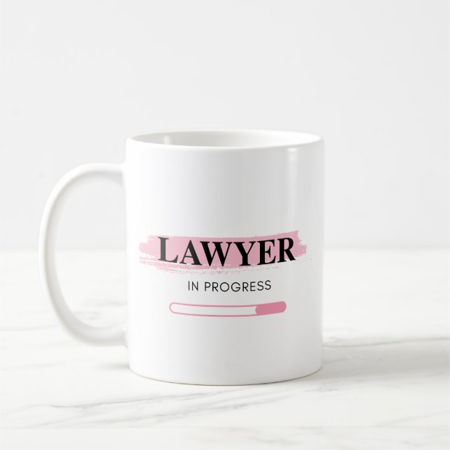 Lawyer In Progress – Elegant Pink Brushstroke  Coffee Mug (Left)